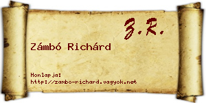 Zámbó Richárd névjegykártya